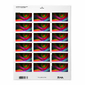 Rood Groen Sinaasappel Modern Abstract Kunstpatroo Etiket (Full Sheet)