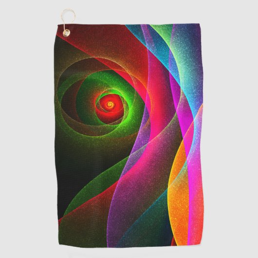 Rood Groen Sinaasappel Modern Abstract Kunstpatroo Golfhanddoek (Voorkant)