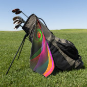 Rood Groen Sinaasappel Modern Abstract Kunstpatroo Golfhanddoek (Groen)