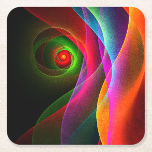 Rood Groen Sinaasappel Modern Abstract Kunstpatroo Kartonnen Onderzetters
