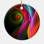 Rood Groen Sinaasappel Modern Abstract Kunstpatroo Keramisch Ornament (Achterkant)