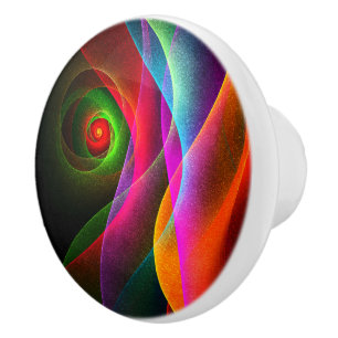 Rood Groen Sinaasappel Modern Abstract Kunstpatroo Keramische Knop