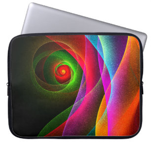 Rood Groen Sinaasappel Modern Abstract Kunstpatroo Laptop Sleeve