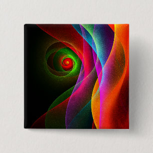 Rood Groen Sinaasappel Modern Abstract Kunstpatroo Vierkante Button 5,1 Cm