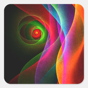 Rood Groen Sinaasappel Modern Abstract Kunstpatroo Vierkante Sticker
