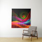 Rood Groen Sinaasappel Modern Abstract Kunstpatroo Wandkleed (In Situ (horizontaal))