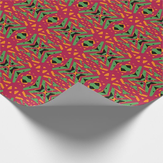 Rood Groen Sinaasappel Zwart Cross Deco Patroon Gi Cadeaupapier (Hoek)