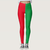 Rood & Groen Stevig Kleurenblok Kerstmis Leggings (Voorkant)