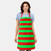 Rood Groen Strepen Design Schort (Gedragen)