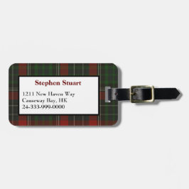 Rood & Groen Stuart Tartan Plaid Bagagelabel