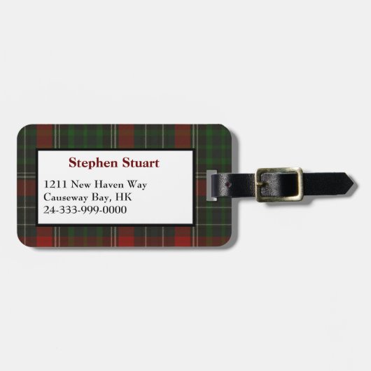Rood & Groen Stuart Tartan Plaid Bagagelabel (Voorkant horizontaal)