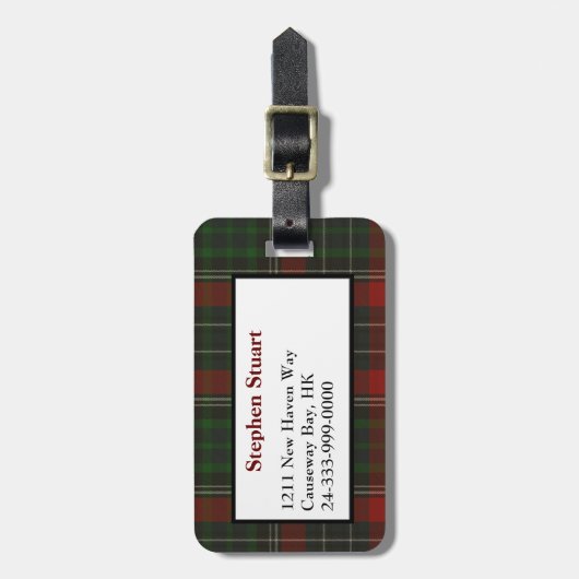 Rood & Groen Stuart Tartan Plaid Bagagelabel (Voorkant verticaal)