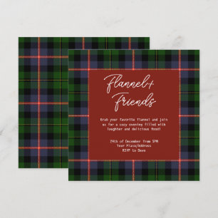 Rood groen tartan flanel & vrienden kerstfeest kaart
