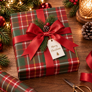 Rood groen tartan geruit klassiek Kerstmis Cadeaupapier