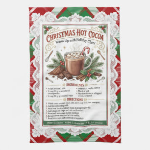 Rood Groen Tartan Kant Kerstdag Heet Cacao Recept Theedoek