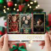 Rood & Groen Tartan Plaid Kerstmis Foto Folie Feestdagenkaart