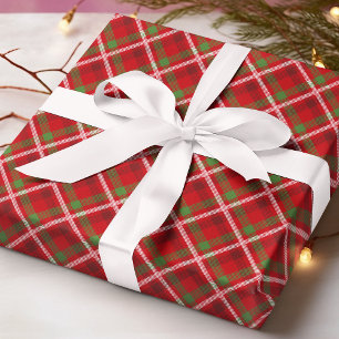 Rood Groen Tartan Plaid Kerstpatroon Cadeaupapier