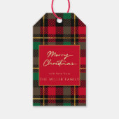 Rood Groen Tartan Plaid Minimaal Elegant Cadeaulabel (Voorkant)