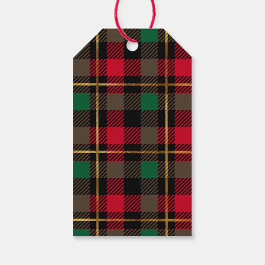 Rood Groen Tartan Plaid Minimaal Elegant Cadeaulabel (Achterkant)