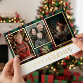 Rood & Groen Tartan Schotse ruit Happy Holidays Fo Folie Feestdagenkaart