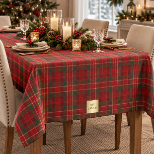 Rood Groen Tartan Schotse Ruit Zakelijk Logo Tafelkleed