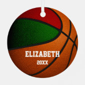 rood groen team kleuren jongens basketbal metalen ornament (Achterkant)