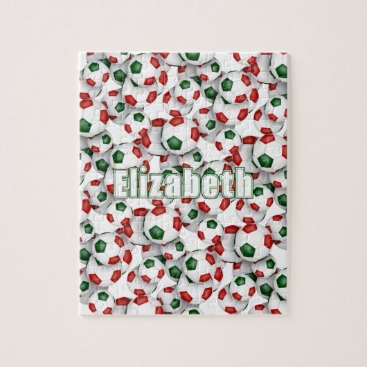 rood groen team kleuren jongens voetbal legpuzzel (Verticaal)