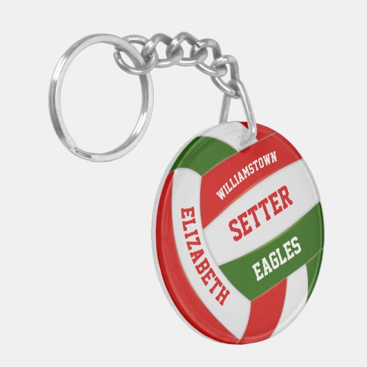 rood groen team voor meisjes volleybal sleutelhanger (Voorkant Links)