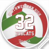 rood groen team voor meisjes volleybal sticker (Voorkant)