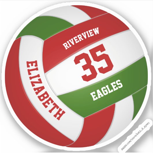 rood groen team voor meisjes volleybal sticker (Voorkant)