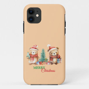 Rood Groen Teddybeer Santa Vrolijk Kerstfeest Case-Mate iPhone Case