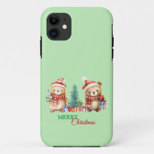 Rood Groen Teddybeer Santa Vrolijk Kerstfeest Case-Mate iPhone Case