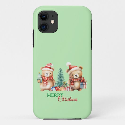 Rood Groen Teddybeer Santa Vrolijk Kerstfeest Case-Mate iPhone Case (Achterkant)