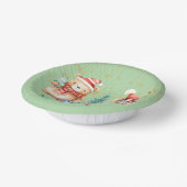 Rood Groen Teddybeer Santa Vrolijk Kerstfeest Papieren Kommen (Gebogen)