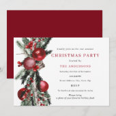 Rood Groen Traditioneel Blad Kerstfeest Kaart (Voorkant / Achterkant)