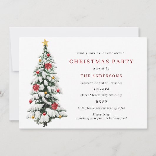 Rood Groen Traditioneel Boom Kerstfeest Kaart (Voorkant)