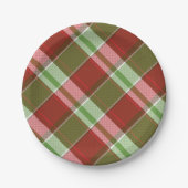 Rood Groen Traditionele Geplakte Kerstvakantie Papieren Bordje (Voorkant)