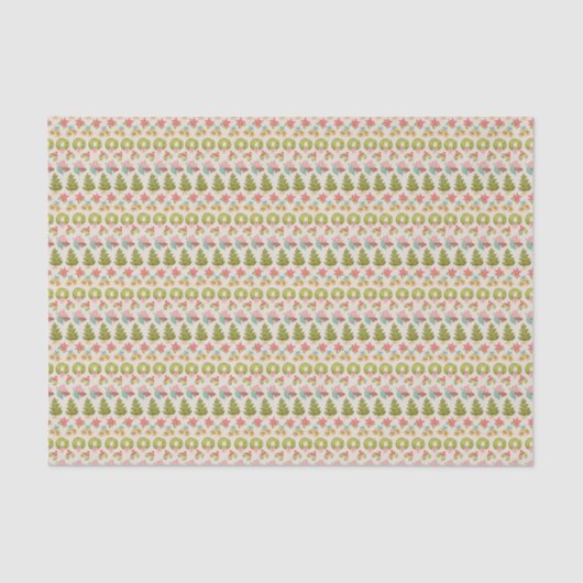 Rood Groen Traditionele Kersttrui Stripe Fun Tissuepapier (Voorkant)