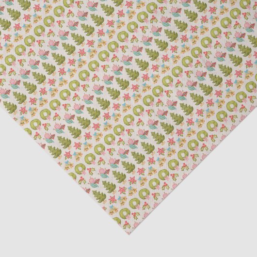 Rood Groen Traditionele Kersttrui Stripe Fun Tissuepapier (Detail)