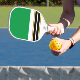 Rood Groen Twin Zwart Racing Stripes op Wit Pickleball Paddle