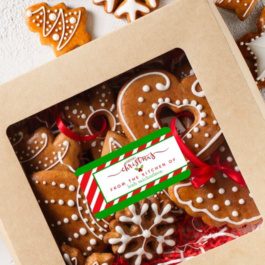 Rood groen uit de keuken van Kerstmis Etiket