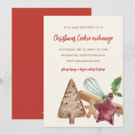 Rood Groen Uitwisselen van Festieve Koekjes Kerstf Kaart