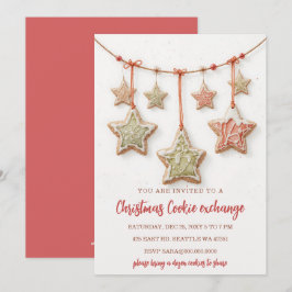 Rood Groen Uitwisselen van Festieve Koekjes Kerstf Kaart