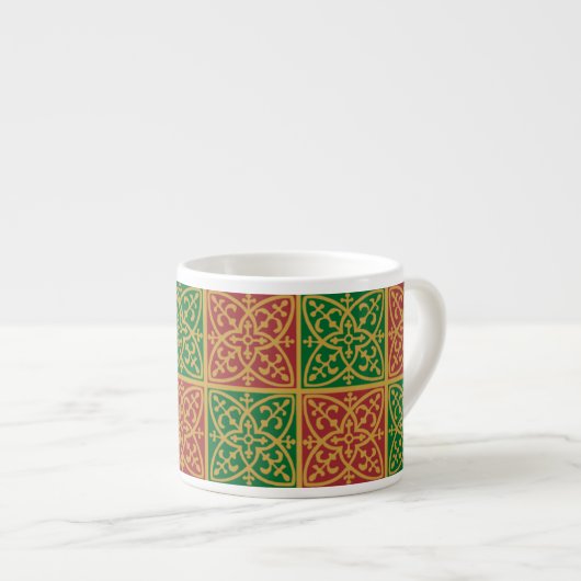 Rood Groen Vakantie Gotische Espresso Cup Espresso Kop (Voorkant rechts)