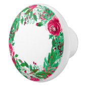 Rood Groen Vakantie Kerst Bloemen Winter Keramische Knop (Rechts)