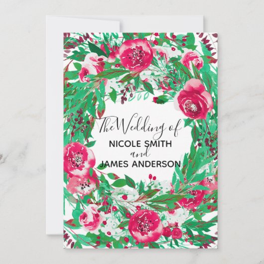 Rood Groen Vakantie Kerst Bloemstuk Bloemen Bruilo Kaart (Voorkant)