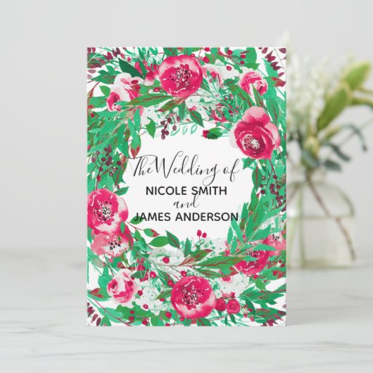 Rood Groen Vakantie Kerst Bloemstuk Bloemen Bruilo Kaart (Staand voorkant)