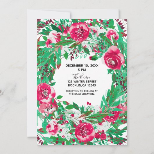 Rood Groen Vakantie Kerst Bloemstuk Bloemen Bruilo Kaart (Achterkant)