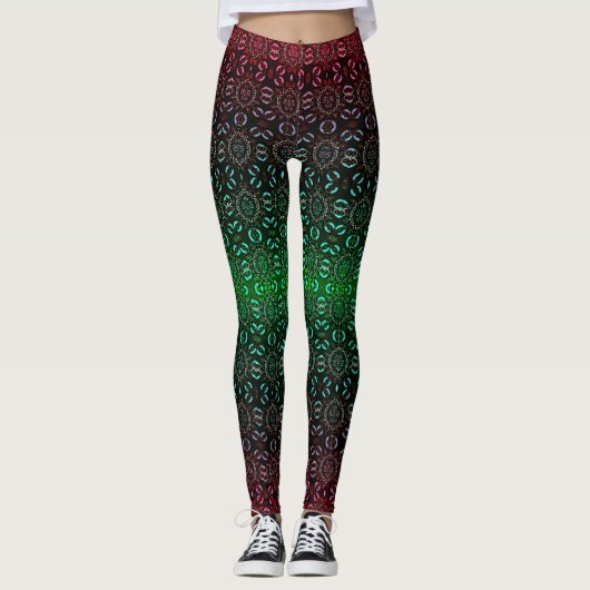 Rood Groen Vakantie Kerstmis Legging (Voorkant)