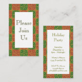 Rood Groen Vakantie Patroon Uitnodiging Visitekaar Informatiekaartje (Voorkant / Achterkant)